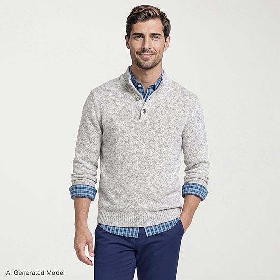 IZOD 5gg Button Mock Neck Mens Mock Neck Long Sleeve Pullover Sweater