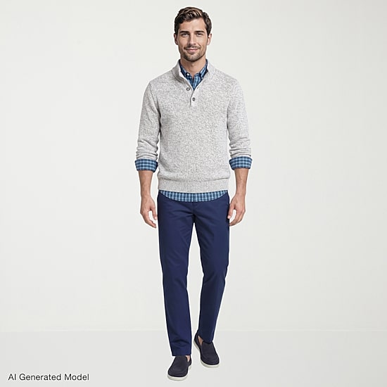 IZOD 5gg Button Mock Neck Mens Mock Neck Long Sleeve Pullover Sweater