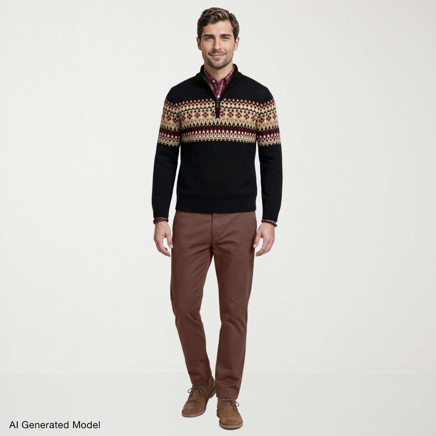 IZOD Fair Isle Mens Long Sleeve Pullover Sweater