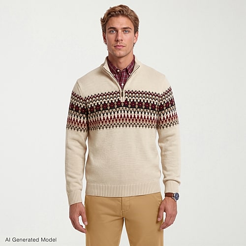 Izod Fair Isle Mens Long Sleeve Pullover Sweater In Multi