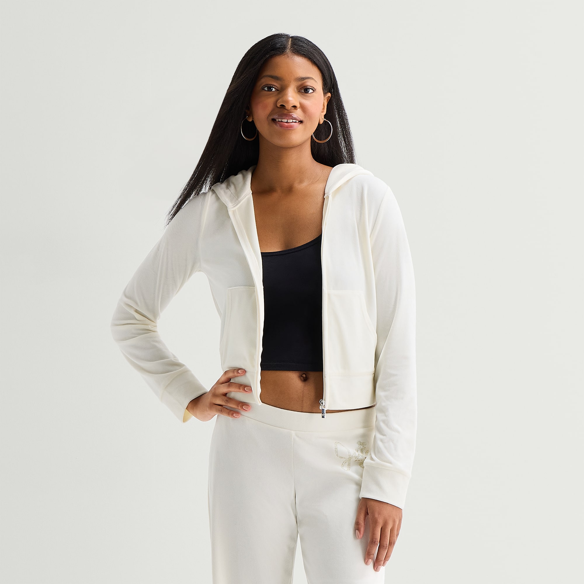 Juicy By Couture Womens Juniors Hooded Lightweight Track Jacket