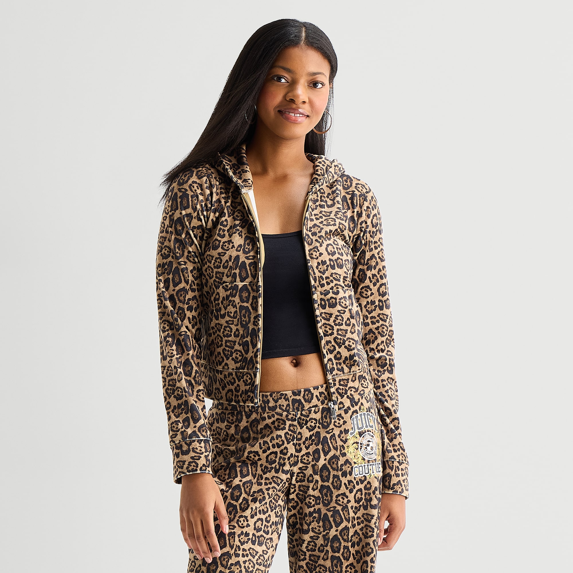 Juicy By Couture Womens Juniors Hooded Lightweight Track Jacket