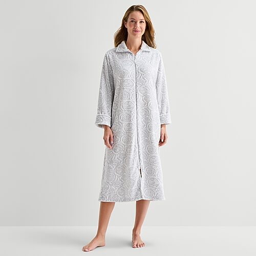 Adonna Womens Long Length Long Sleeve Robe In Gray