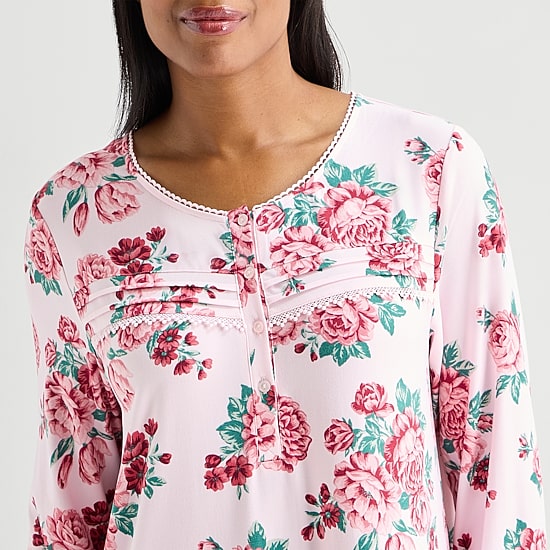 Adonna Womens Long Sleeve Scoop Neck Nightgown