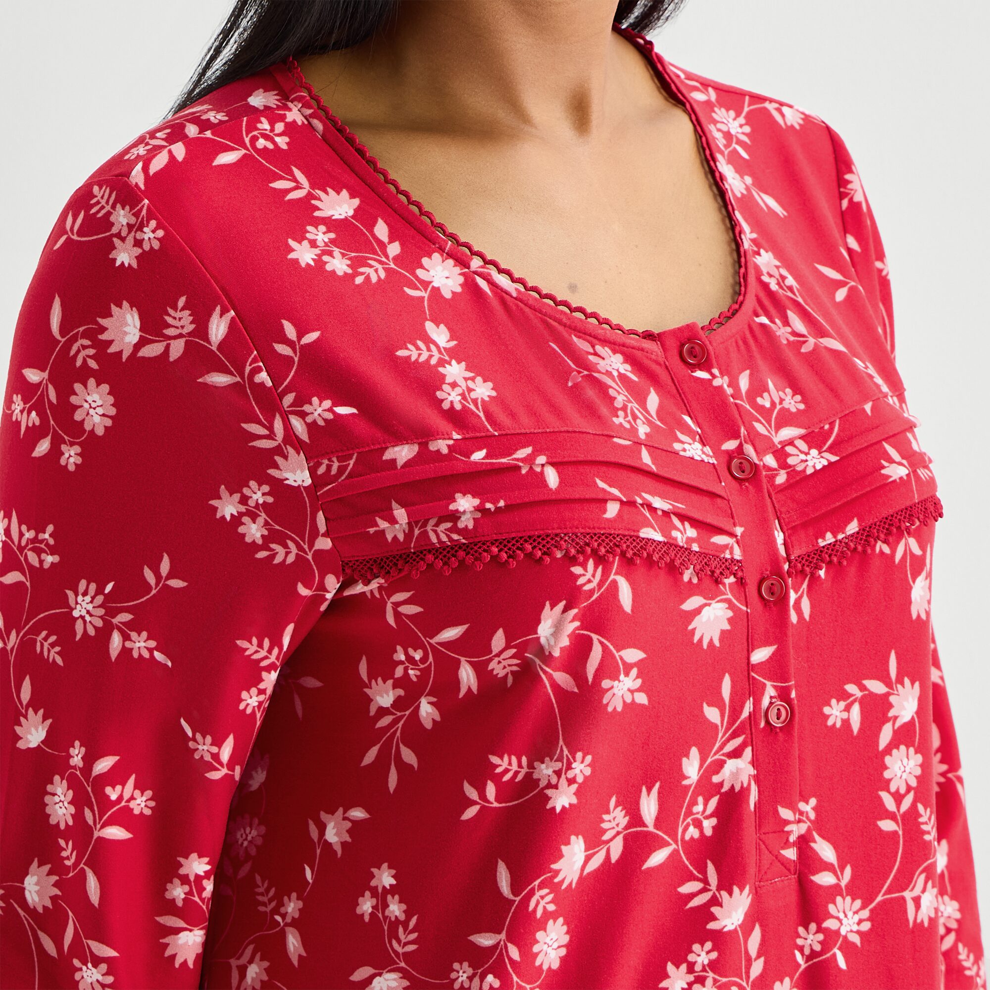 Adonna Womens Long Sleeve Scoop Neck Nightgown