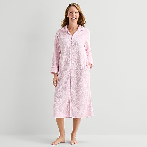 Adonna Womens Long Length Long Sleeve Robe In Pink
