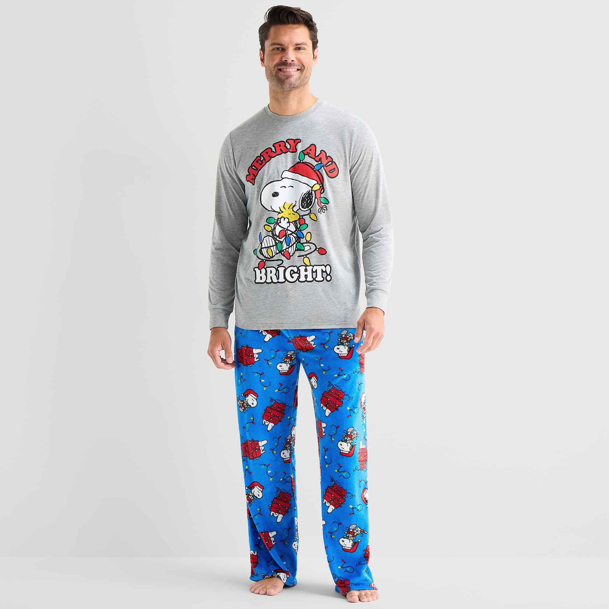 Mens Peanuts Snoopy Long Sleeve 2-pc. Matching Family Pajama Set