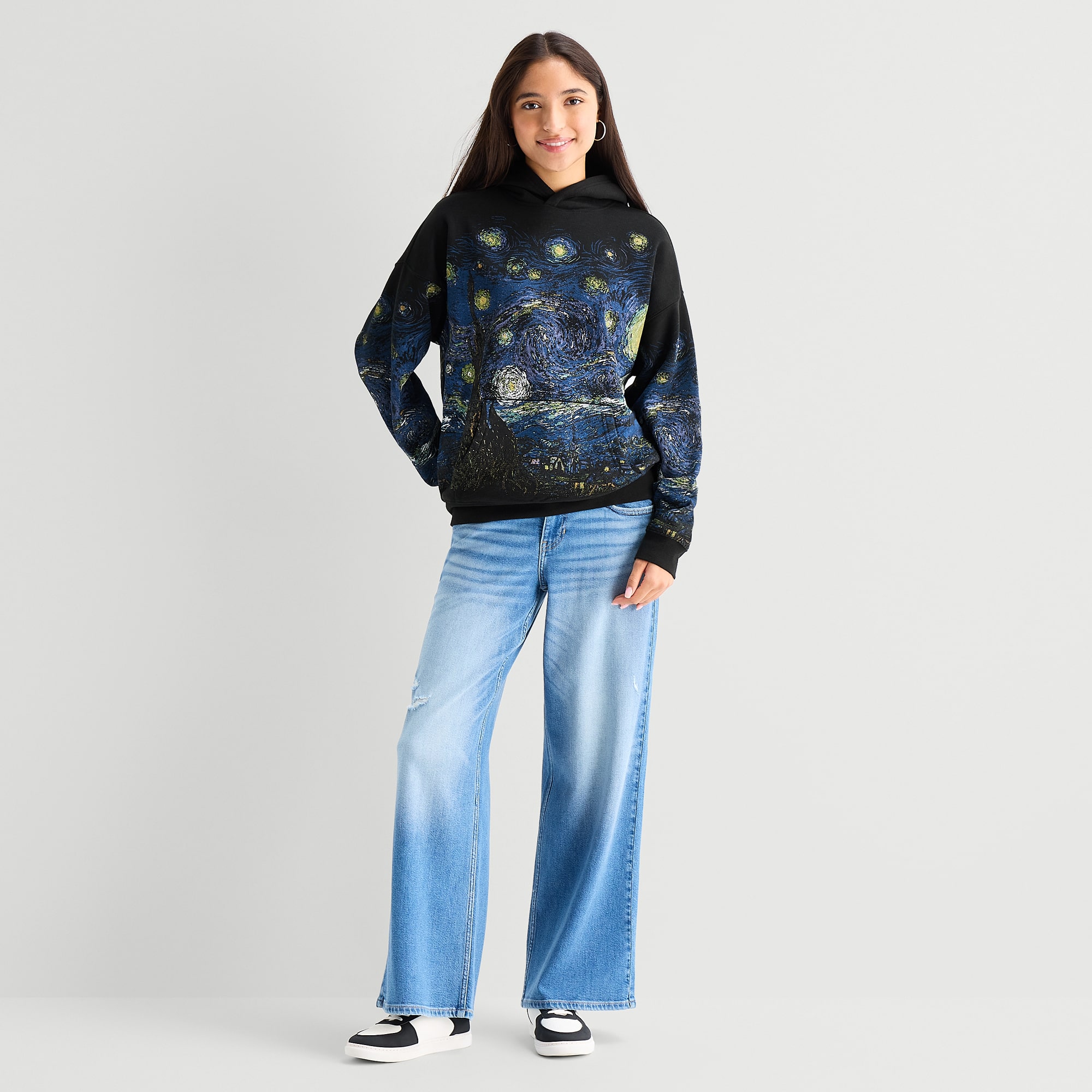 New World Starry Night Hoodie Womens Juniors Long Sleeve