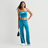 Juicy By Juicy Couture Womens Juniors Wide Leg Mid Rise Track Pant