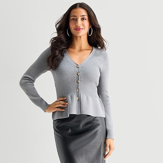 Bold Elements Womens V Neck Long Sleeve Button Cardigan