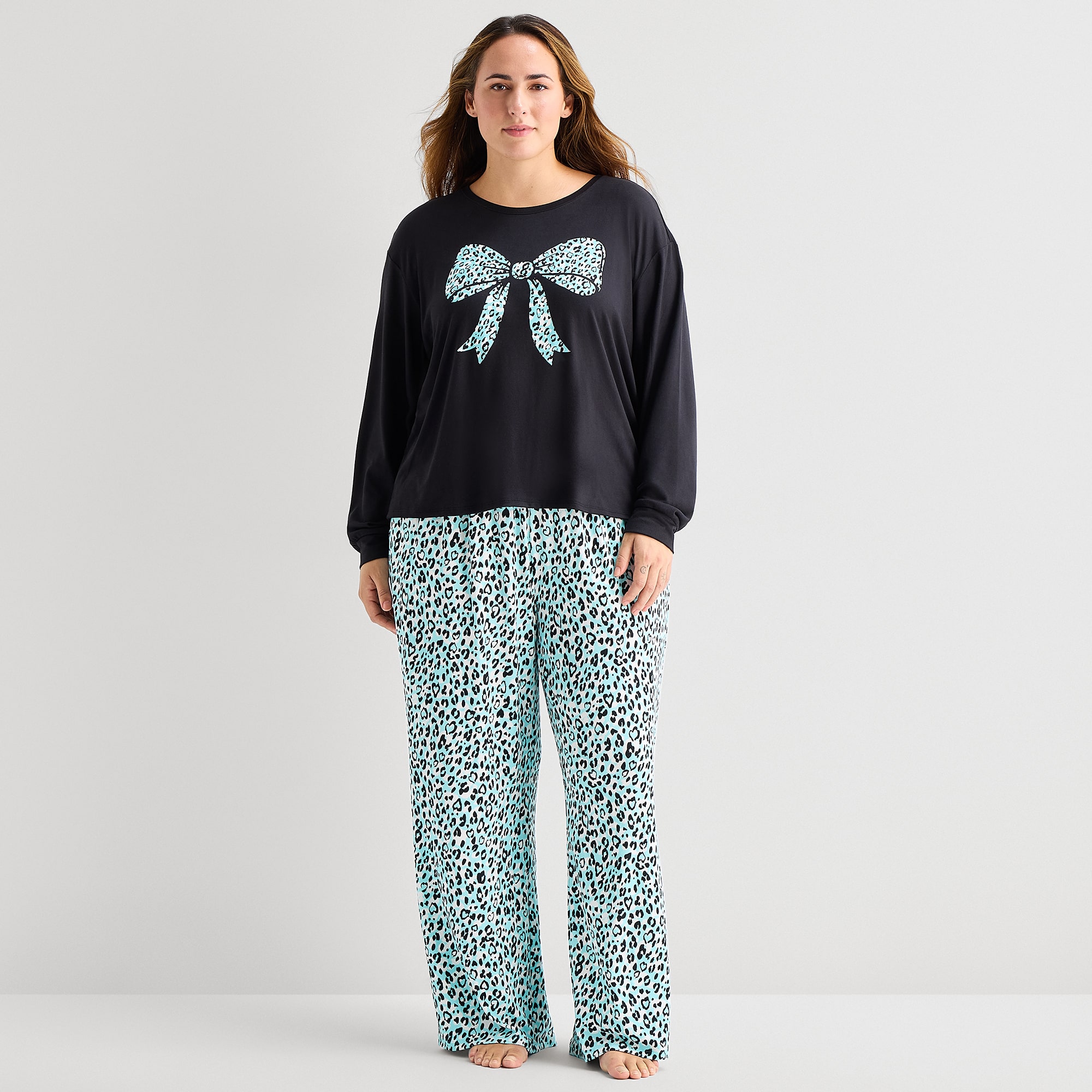 Sleep Chic Womens Long Sleeve 2-pc. Pajama Set