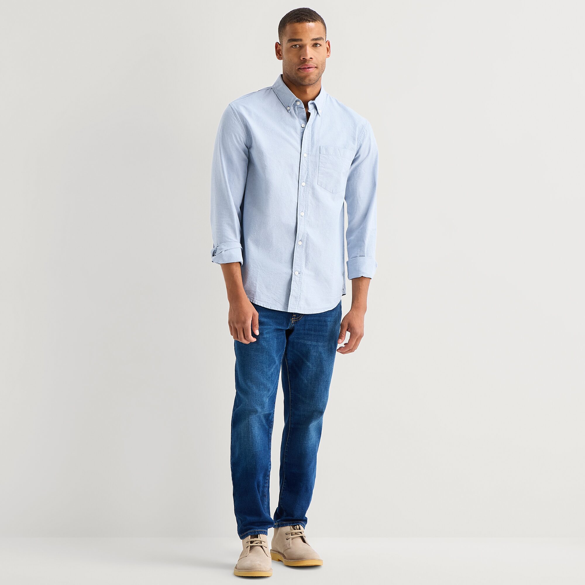 mutual weave Mens Long Sleeve Relaxed Oxford Button-Down Shirt