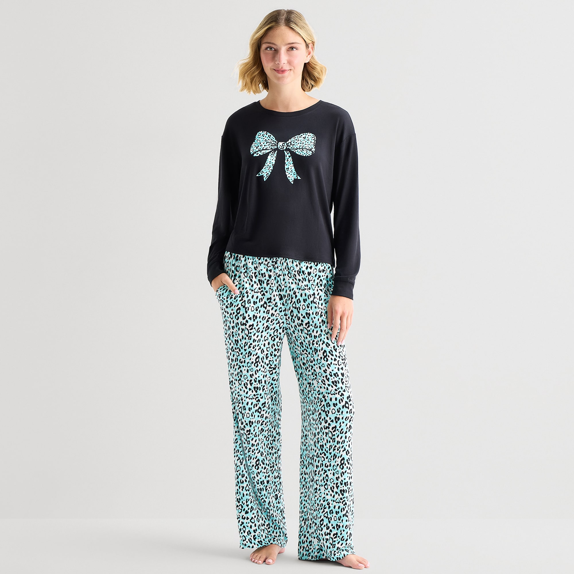 Sleep Chic Womens Long Sleeve 2-pc. Pajama Set