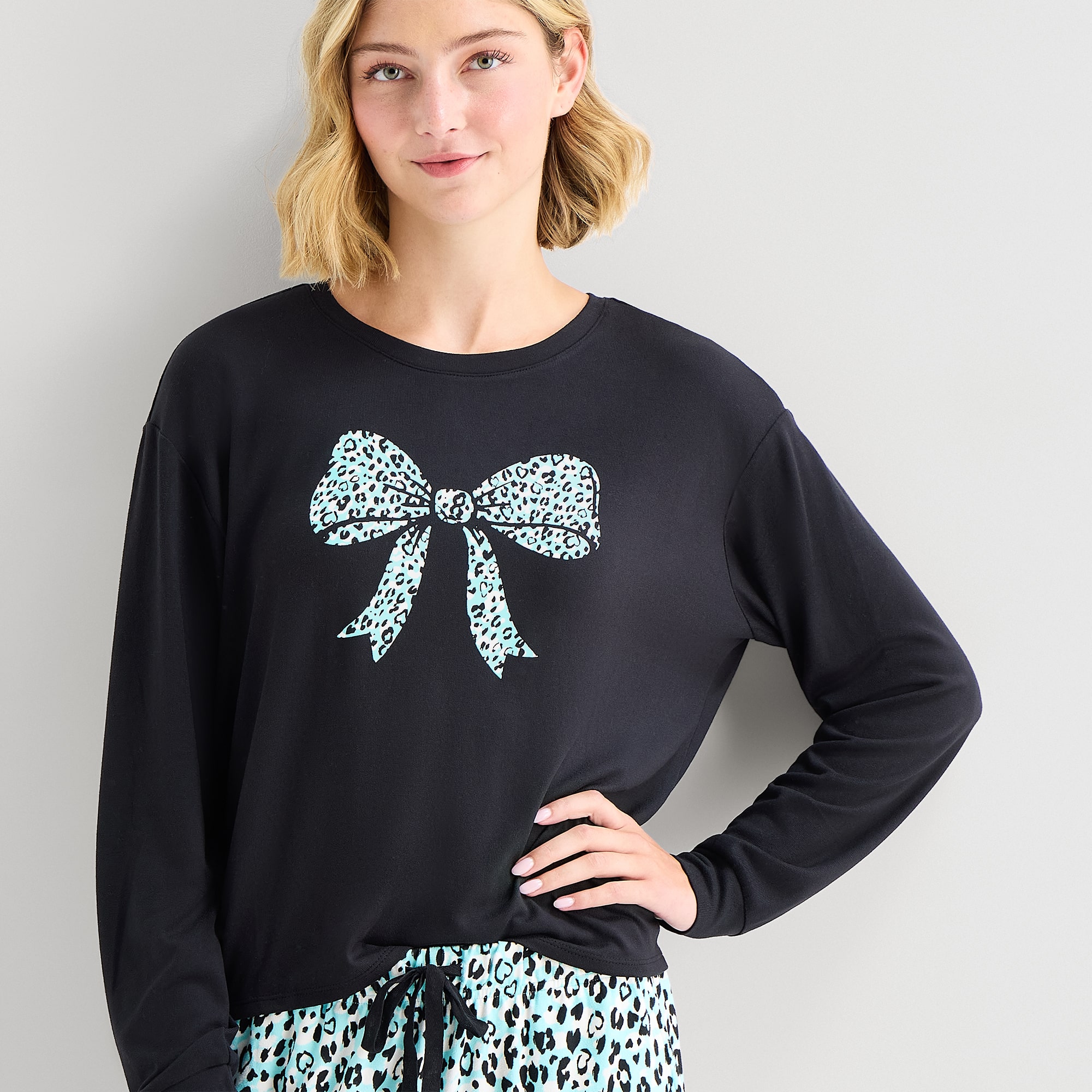 Sleep Chic Womens Long Sleeve 2-pc. Pajama Set