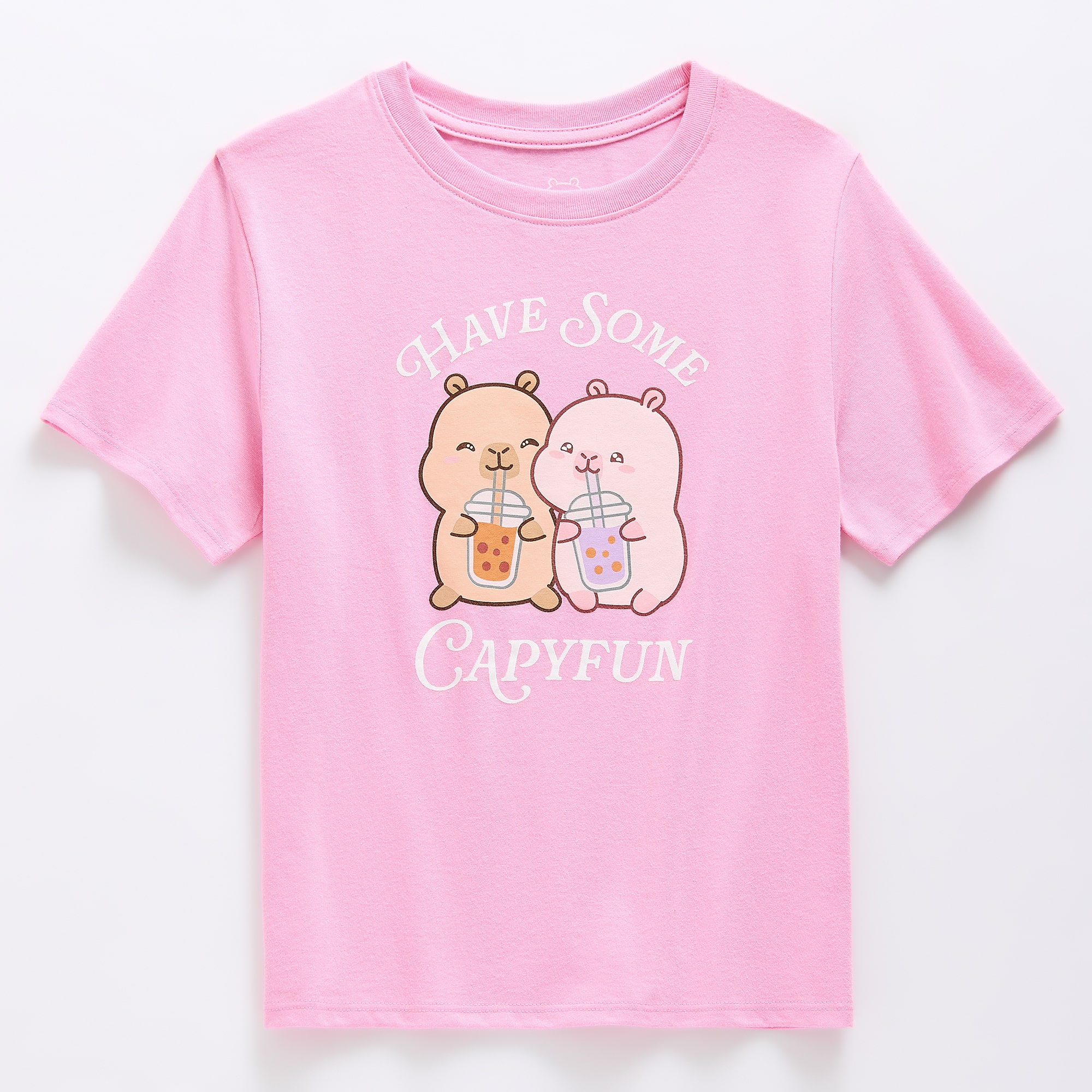 Capyfun Little & Big Kid Girls Crew Neck Short Sleeve Regular Fit Graphic T-Shirt