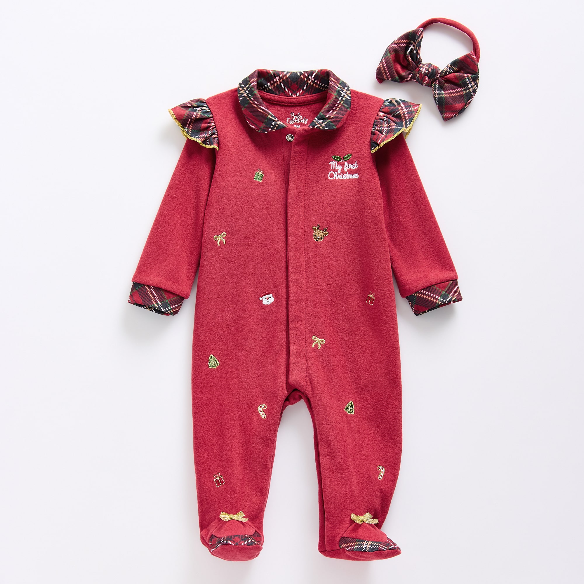 Baby Essentials My First Christmas Baby Girls 2-pc. Plaid Sleep and Play