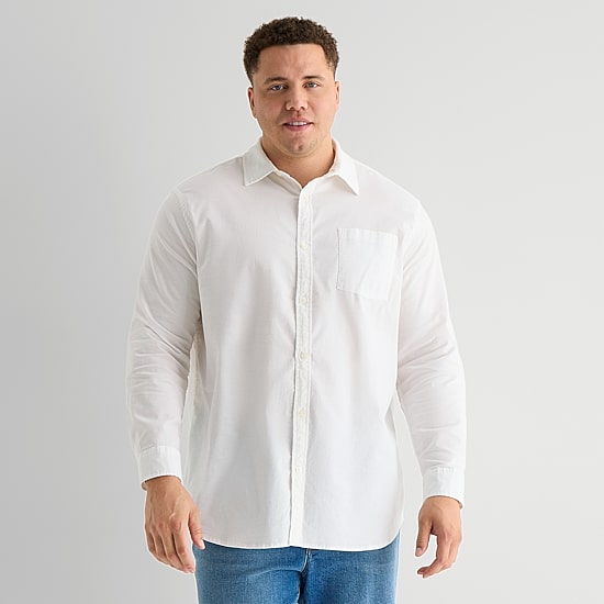 mutual weave Big and Tall Mens Regular Fit Long Sleeve Button-Down Oxford Shirt
