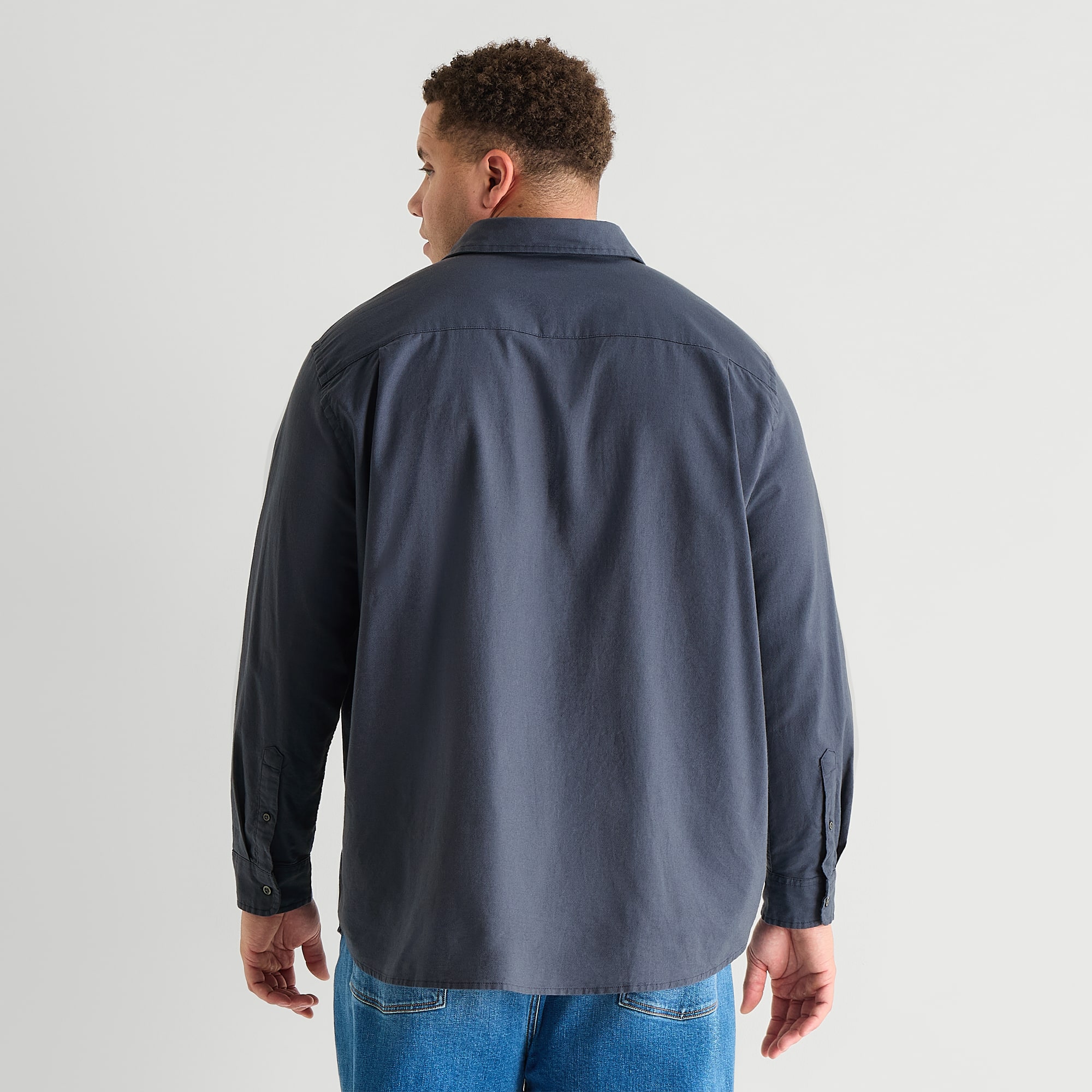mutual weave Big and Tall Mens Regular Fit Long Sleeve Button-Down Oxford Shirt