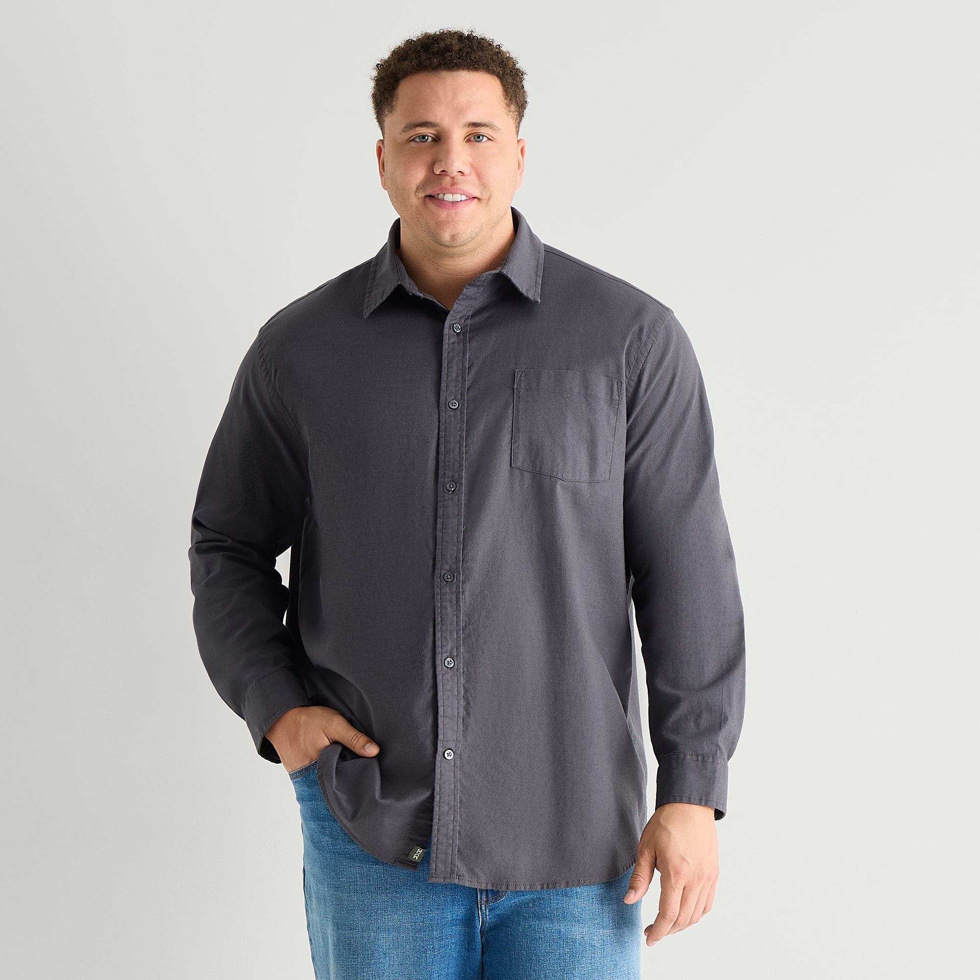 mutual weave Big and Tall Mens Regular Fit Long Sleeve Button-Down Oxford Shirt
