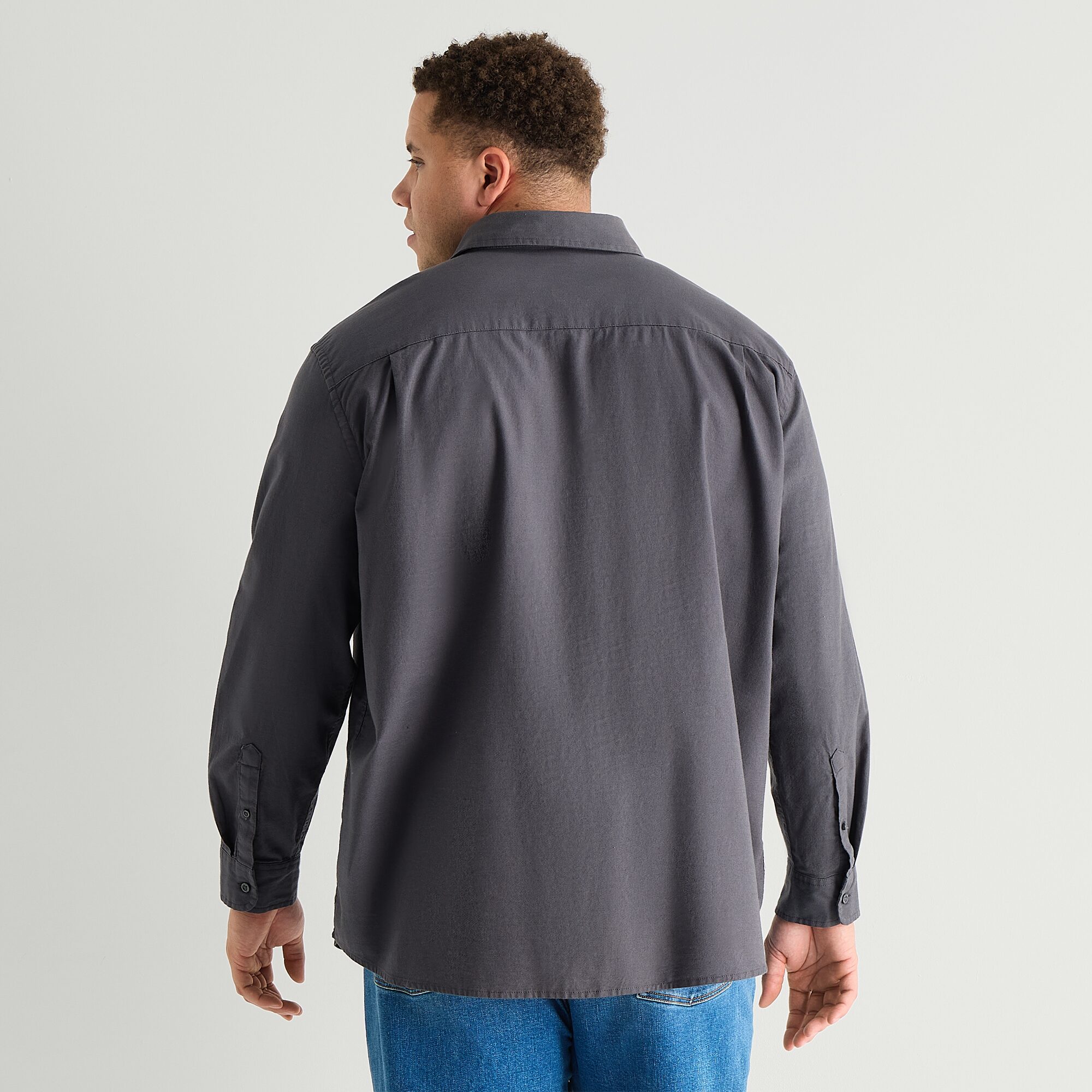 mutual weave Big and Tall Mens Regular Fit Long Sleeve Button-Down Oxford Shirt