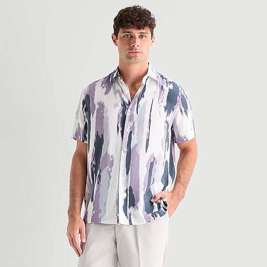 J. Ferrar Rayon Multi Mens Short Sleeve Camp Shirt