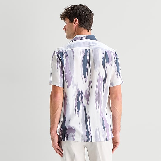 J. Ferrar Rayon Multi Mens Short Sleeve Camp Shirt
