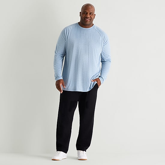 Xersion Mens Crew Neck Long Sleeve Active Big and Tall T-Shirt