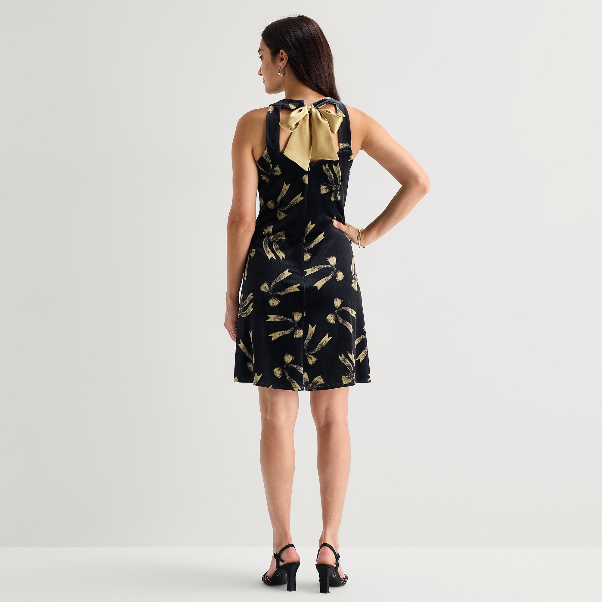Perceptions Womens Round Neck Sleeveless Bows Shift Dress
