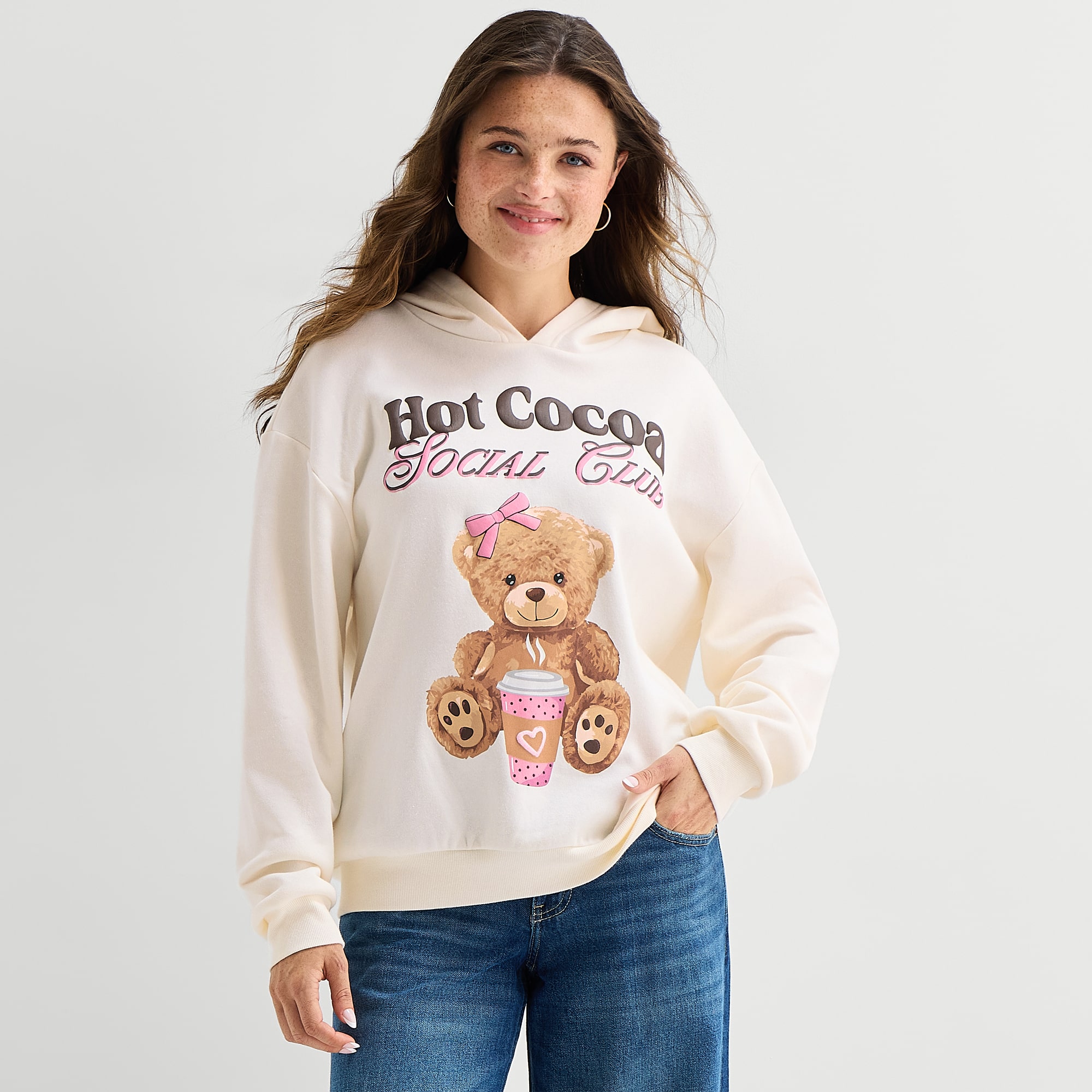 Hot Cocoa Womens Juniors Long Sleeve Fleece Hoodie