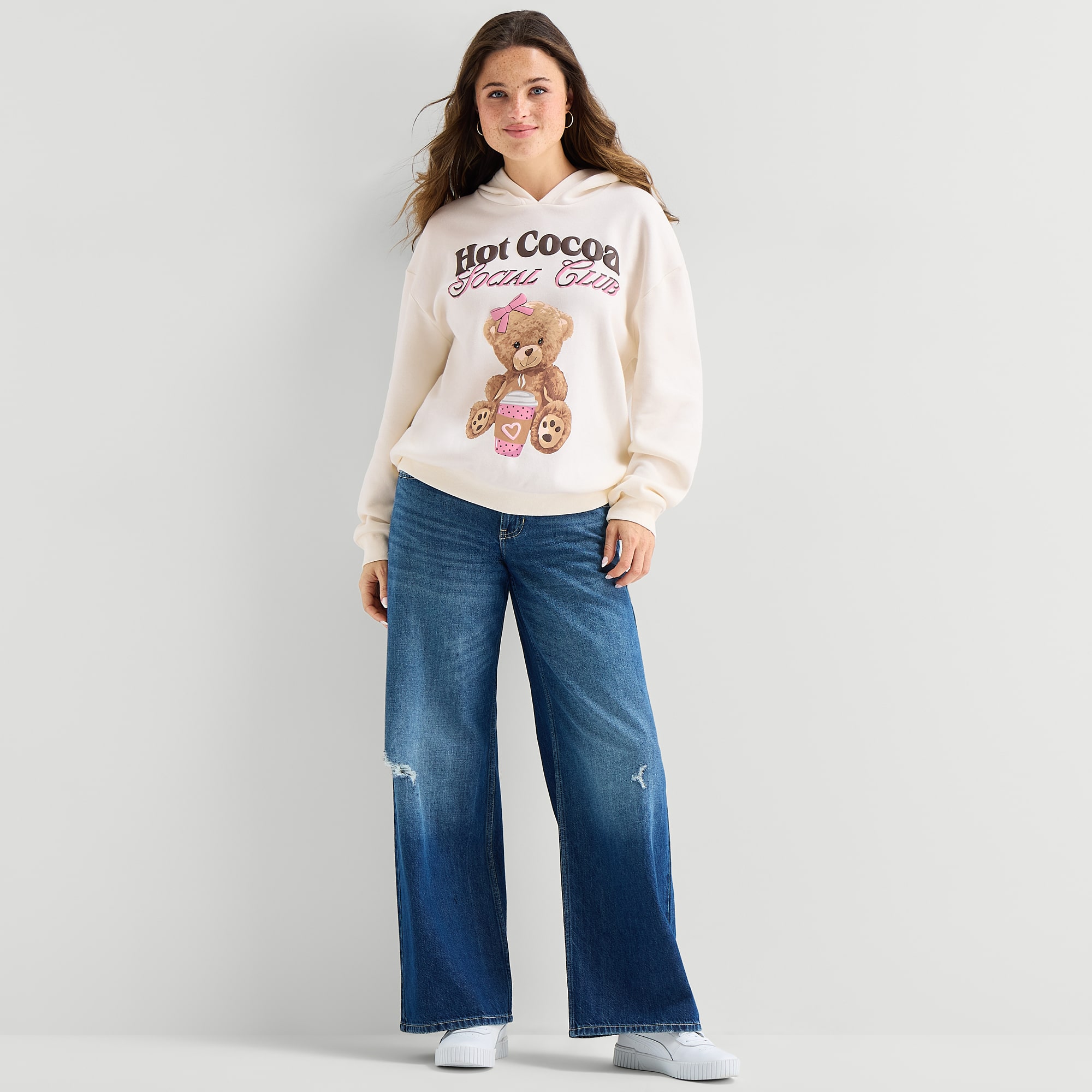 Hot Cocoa Womens Juniors Long Sleeve Fleece Hoodie