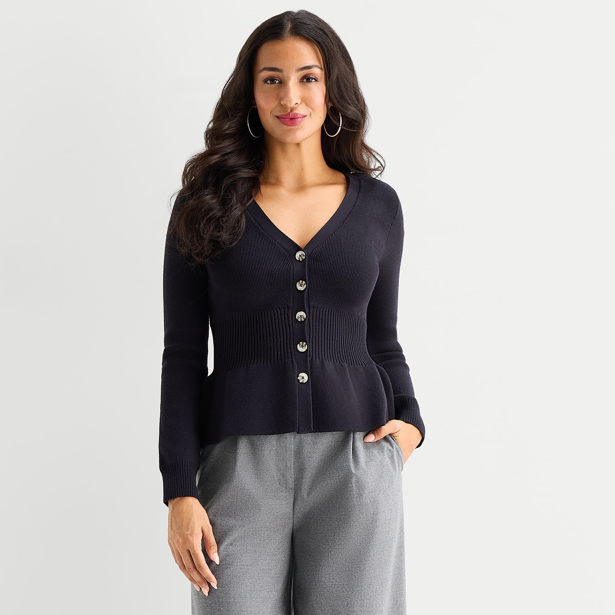 Bold Elements Womens V Neck Long Sleeve Button Cardigan