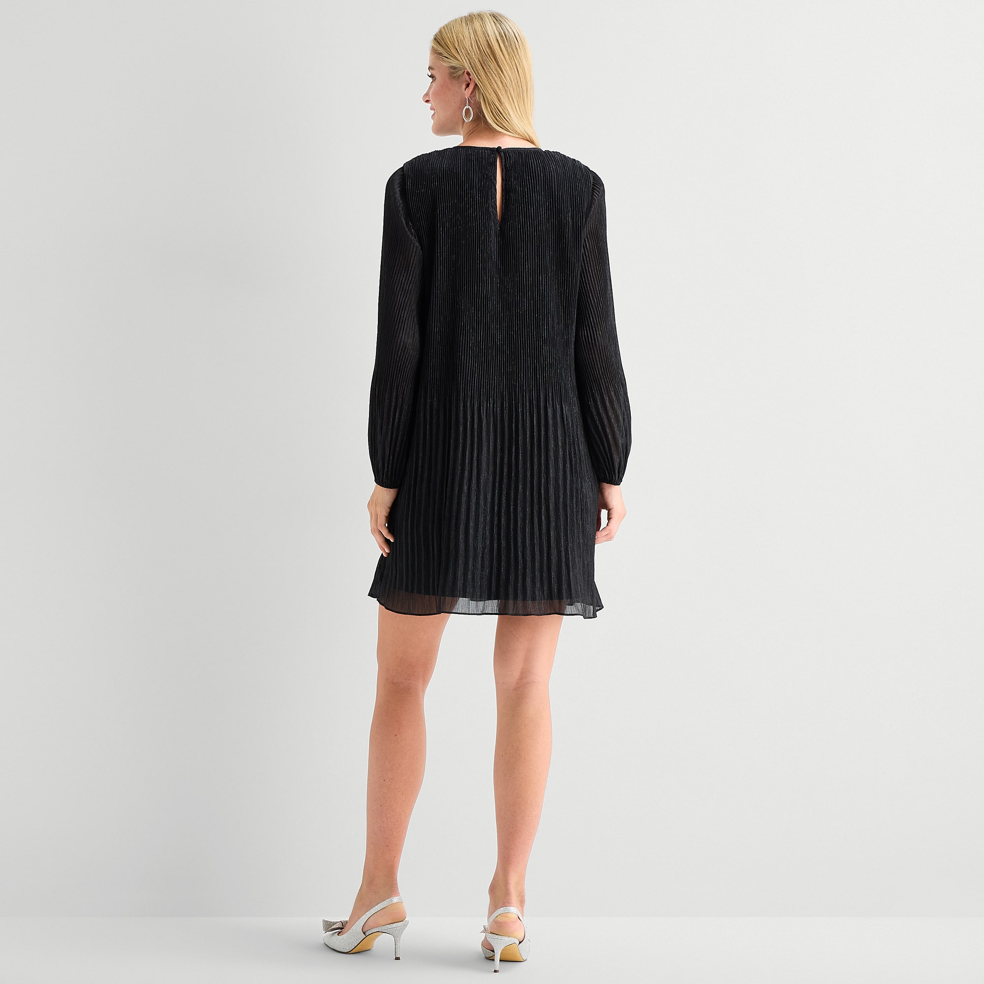 MSK Womens Round Neck Long Sleeve Shift Dress