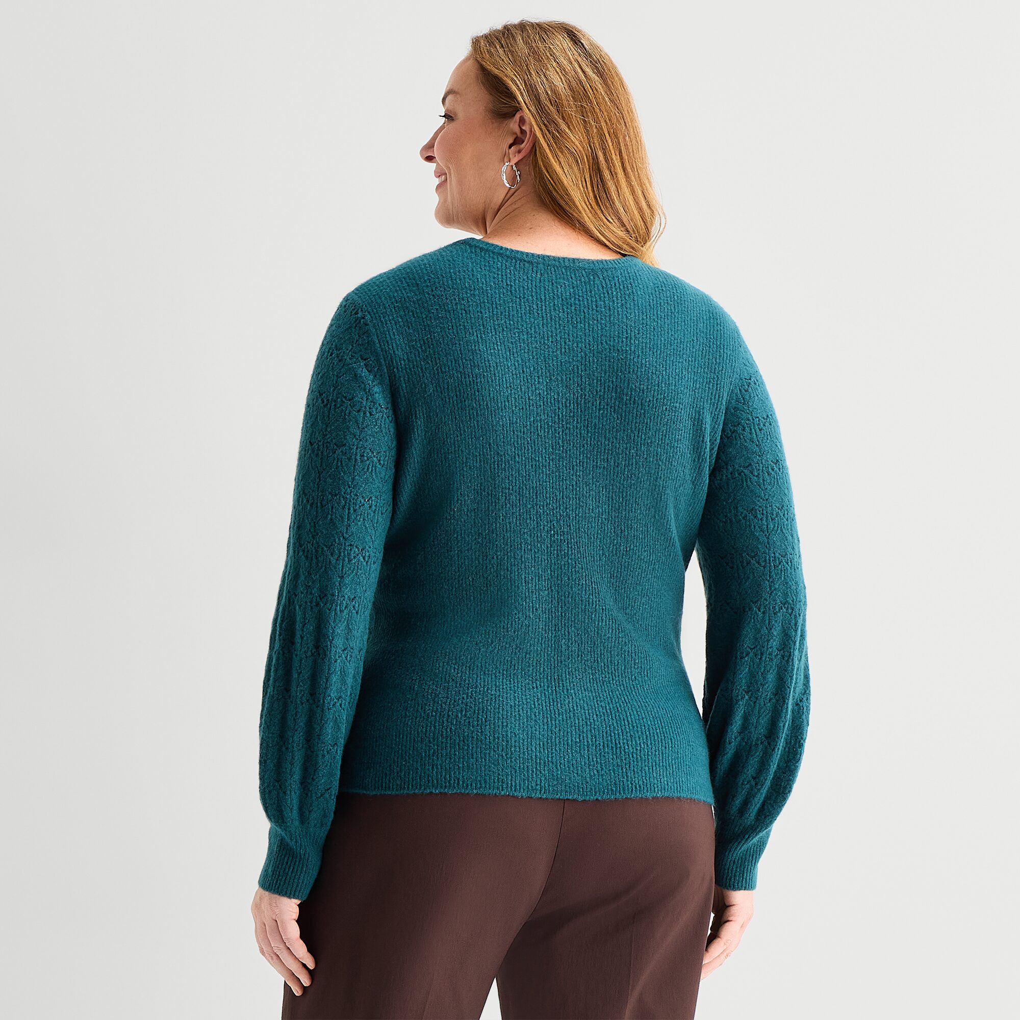 Liz Claiborne Plus Womens Crew Neck Long Sleeve Pullover Sweater