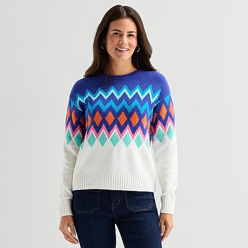 North Pole Trading Co. Womens Crew Neck Long Sleeve Pullover Sweater, X-large, Multiple Colors