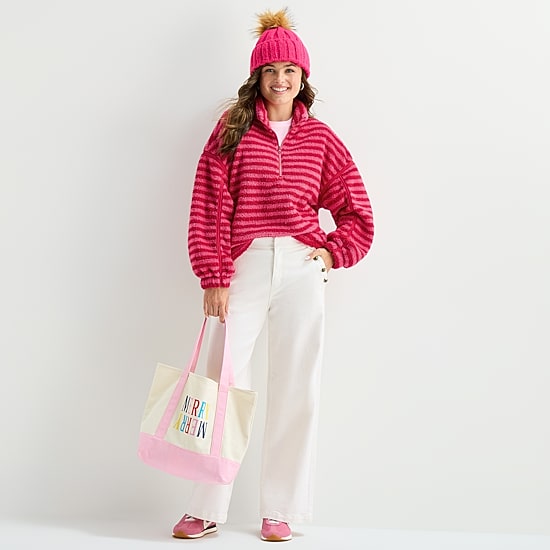 North Pole Trading Co. Womens Juniors Mock Neck Long Sleeve Sherpa Sweatshirt