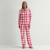 Adonna Womens Fleece Long Sleeve 2-pc. Pajama Set