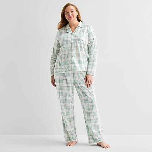 Adonna Womens Fleece Long Sleeve 2-pc. Pajama Set In Gray