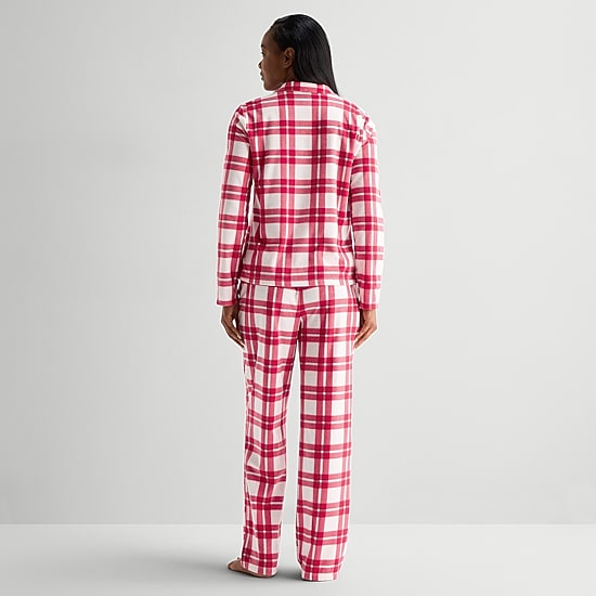 Adonna Womens Fleece Long Sleeve 2-pc. Pajama Set