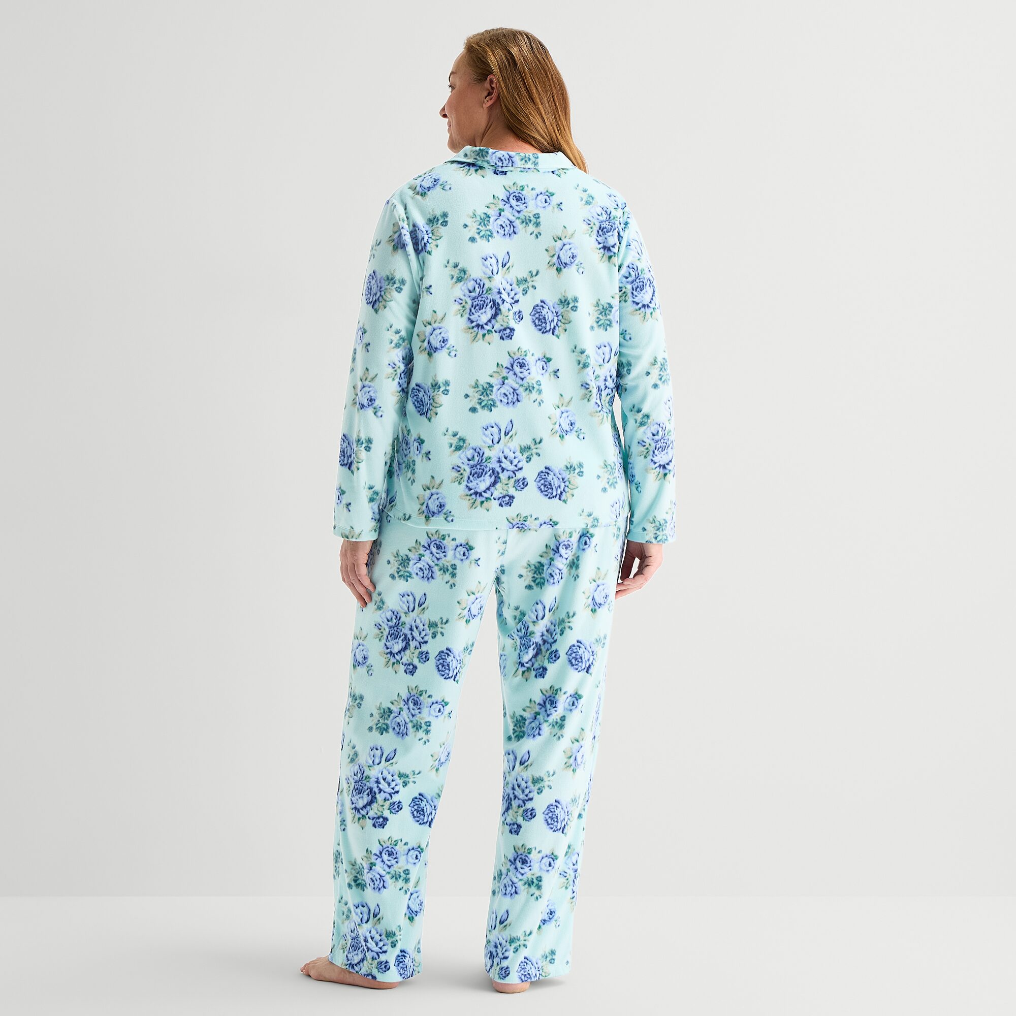 Adonna Womens Fleece Long Sleeve 2-pc. Pajama Set