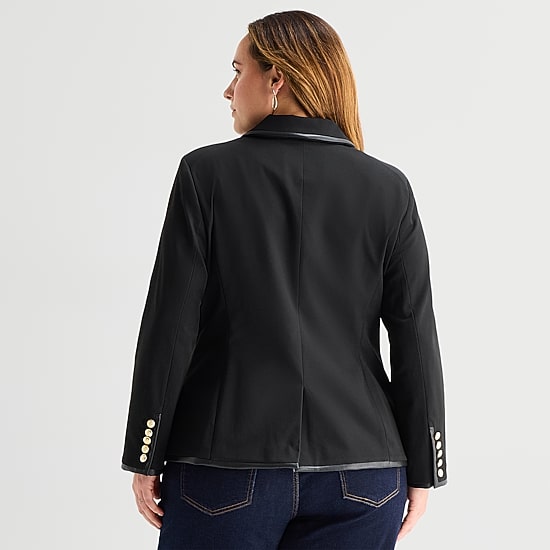 Worthington Womens Plus Double Breasted Regular Fit Blazer