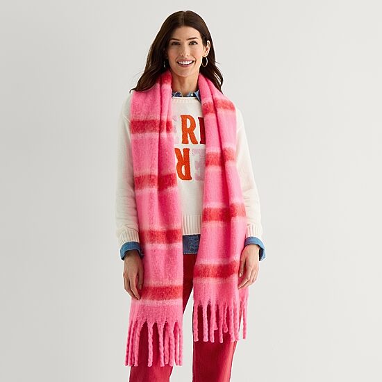 North Pole Trading Co. Striped Scarf, Color: Magenta - JCPenney
