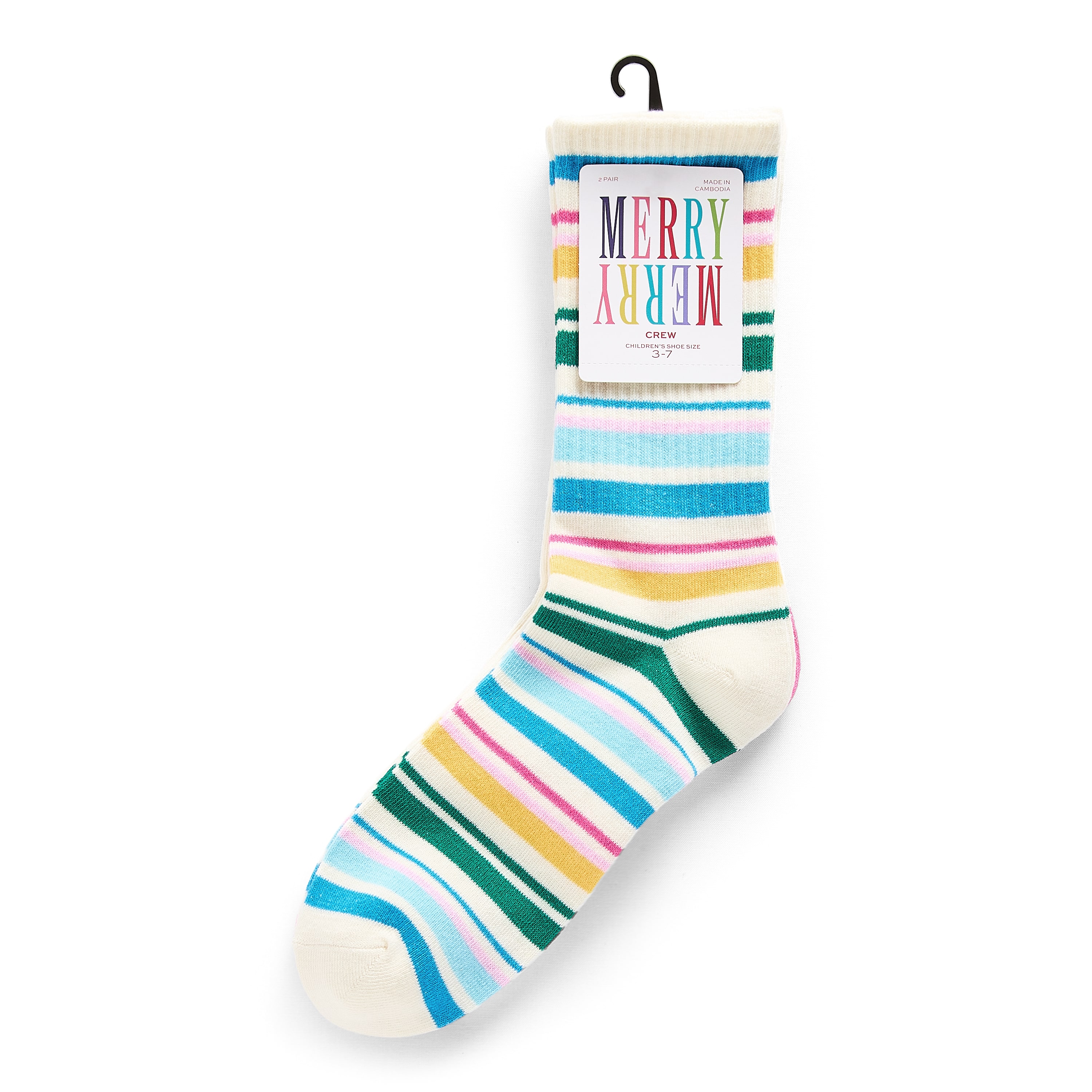 North Pole Trading Co. Big Kid Girls 2 Pair Kids Crew Socks