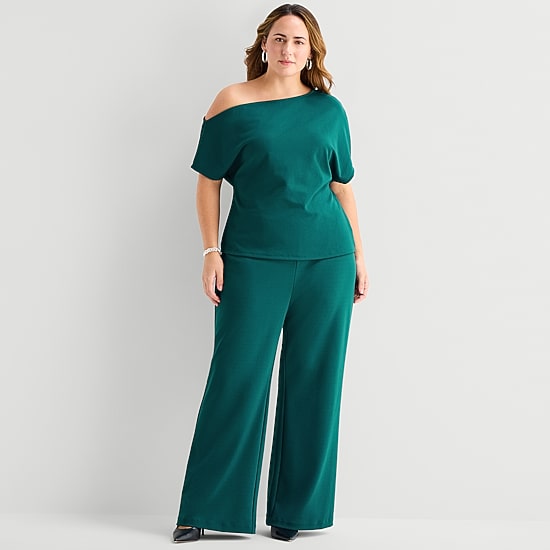 Bold Elements Womens Plus Wide Leg High Rise Trouser