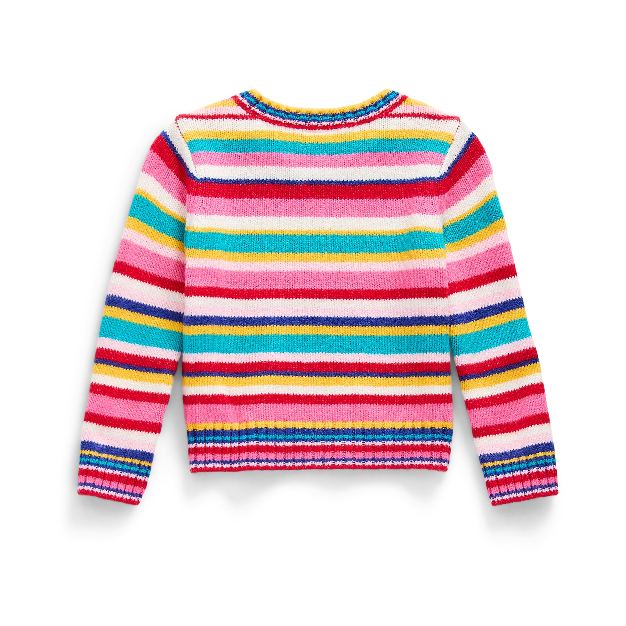 North Pole Trading Co. Toddler Girls Crew Neck Long Sleeve Striped Pullover Sweater