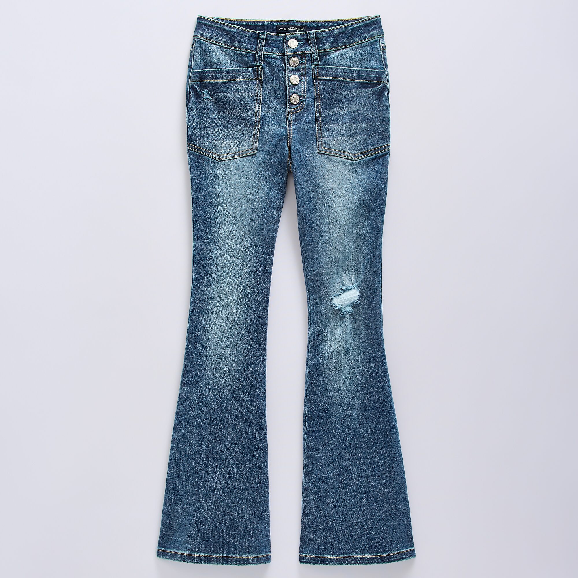 Vanilla Star Big Kid Girls Button Fly Mid Rise Flare Leg Jean