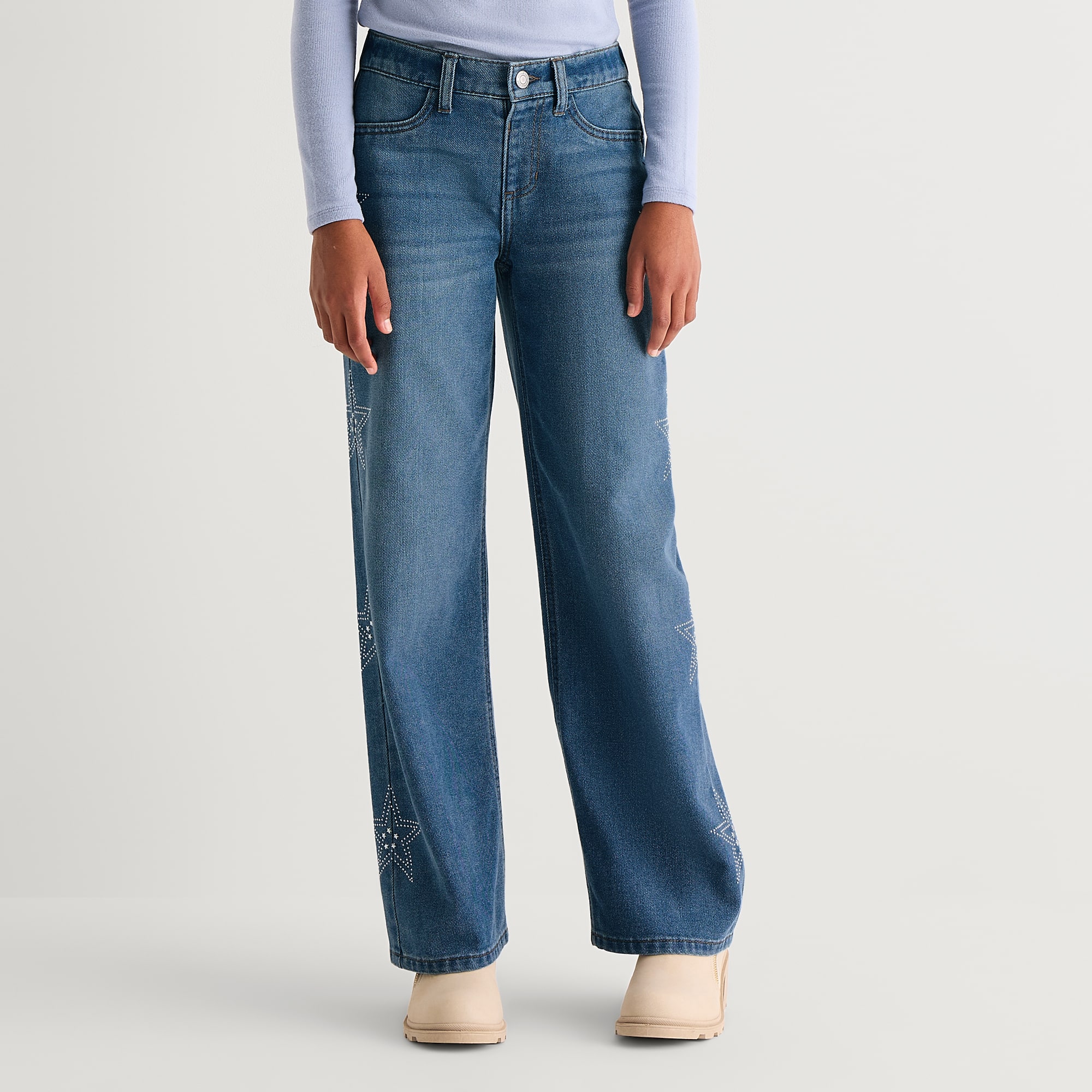 Vanilla Star Big Kid Girls Mid Rise Wide Leg Jean