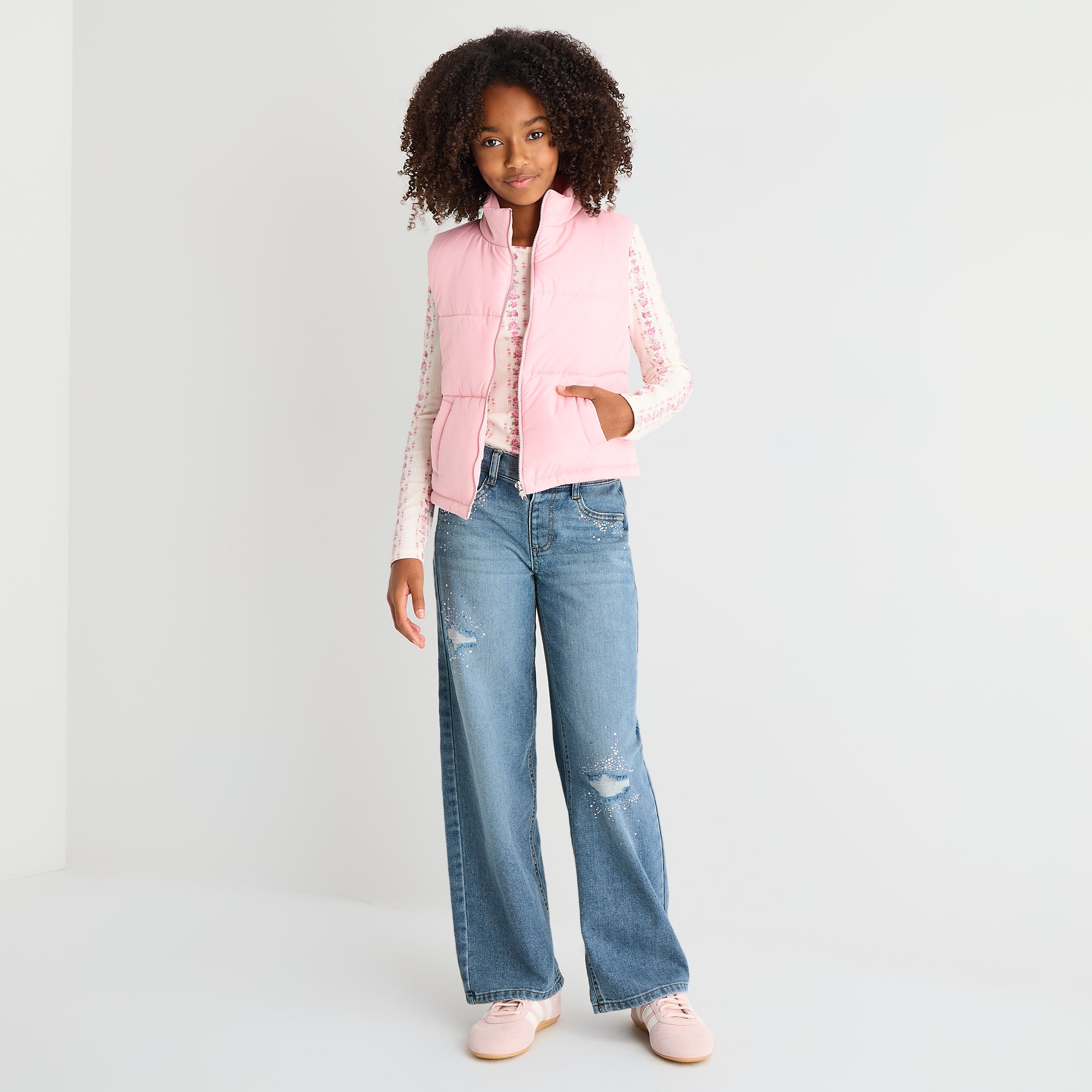 Vanilla Star Big Kid Girls Mid Rise Wide Leg Jean