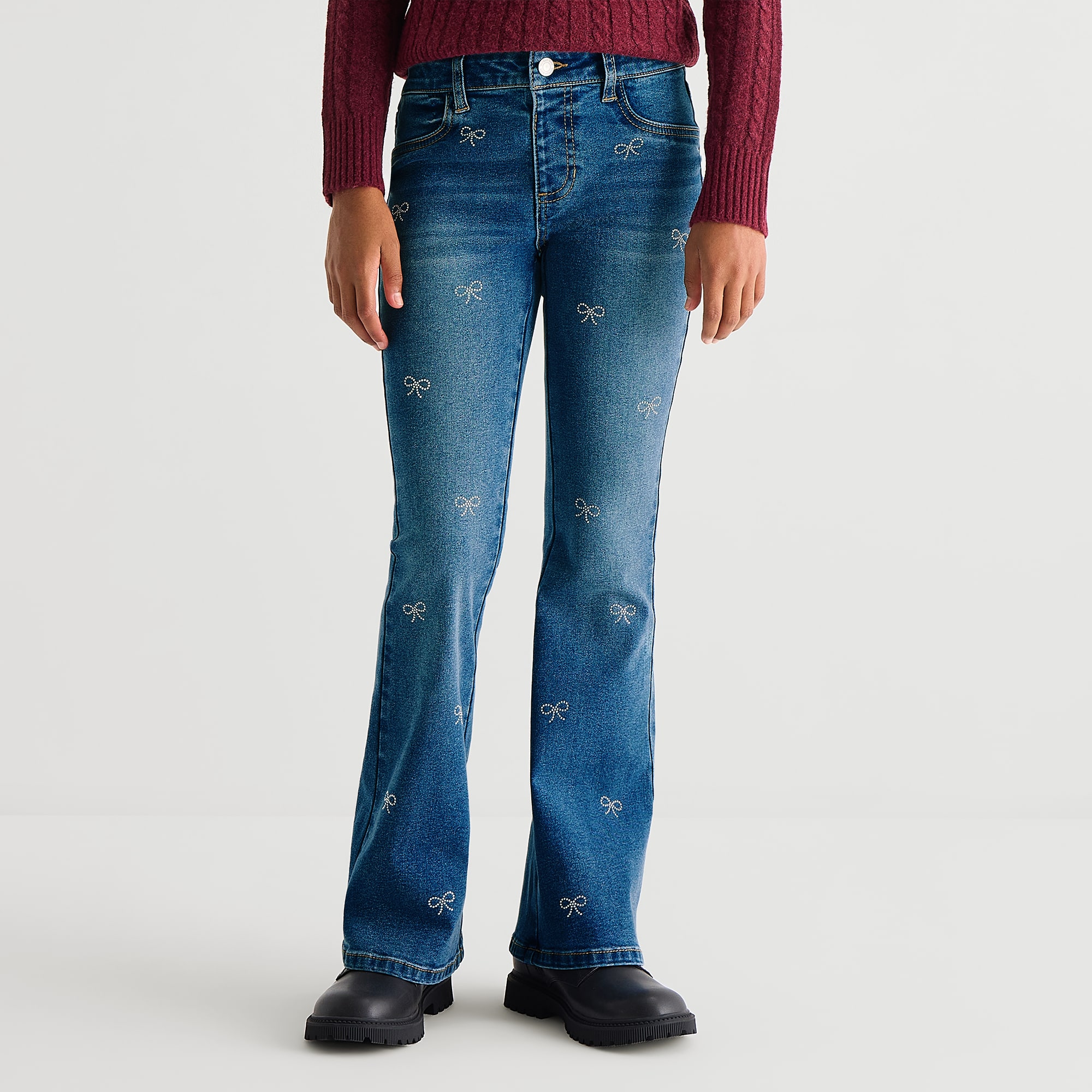 Vanilla Star Big Kid Girls Mid Rise Flare Leg Jean