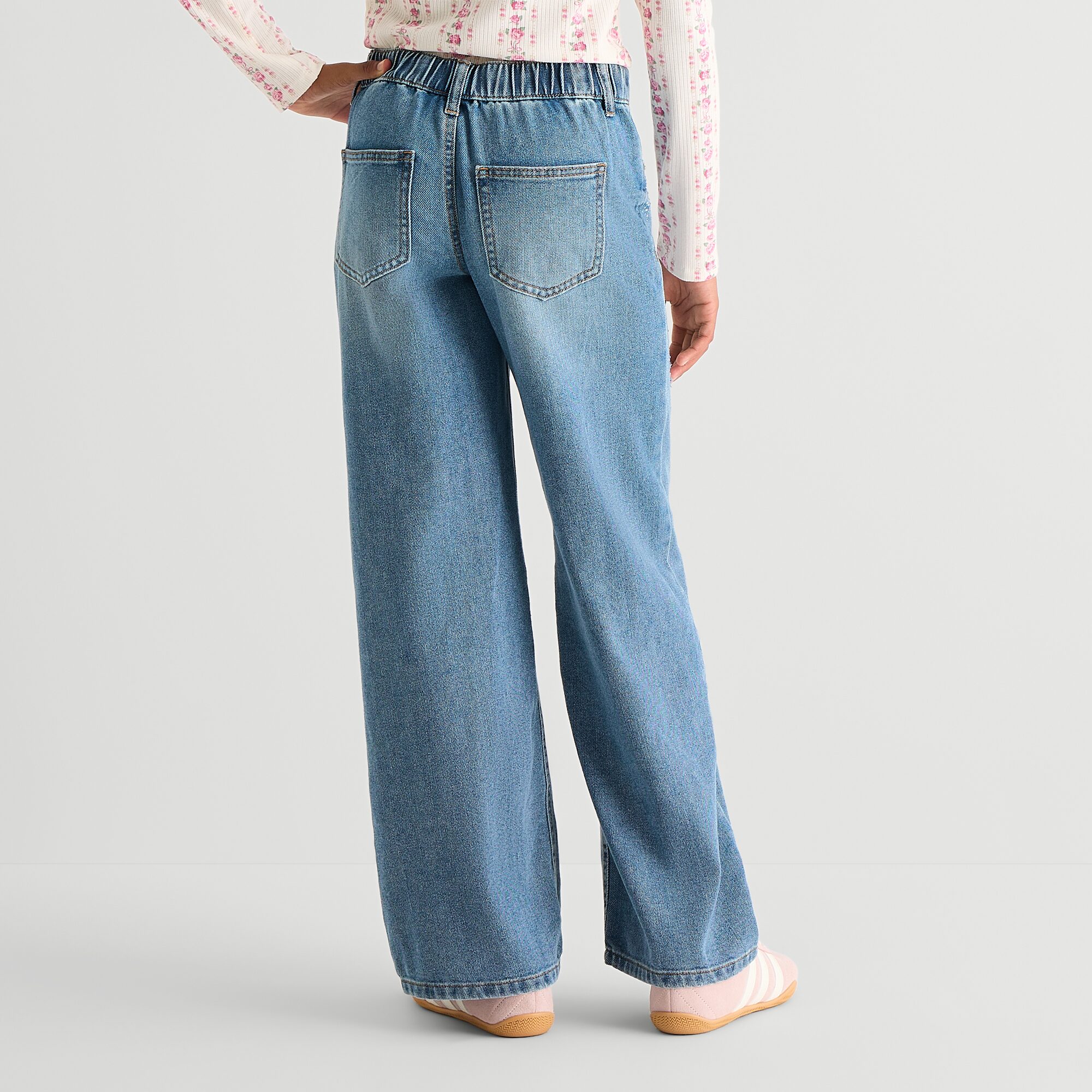 Vanilla Star Big Kid Girls Mid Rise Wide Leg Jean