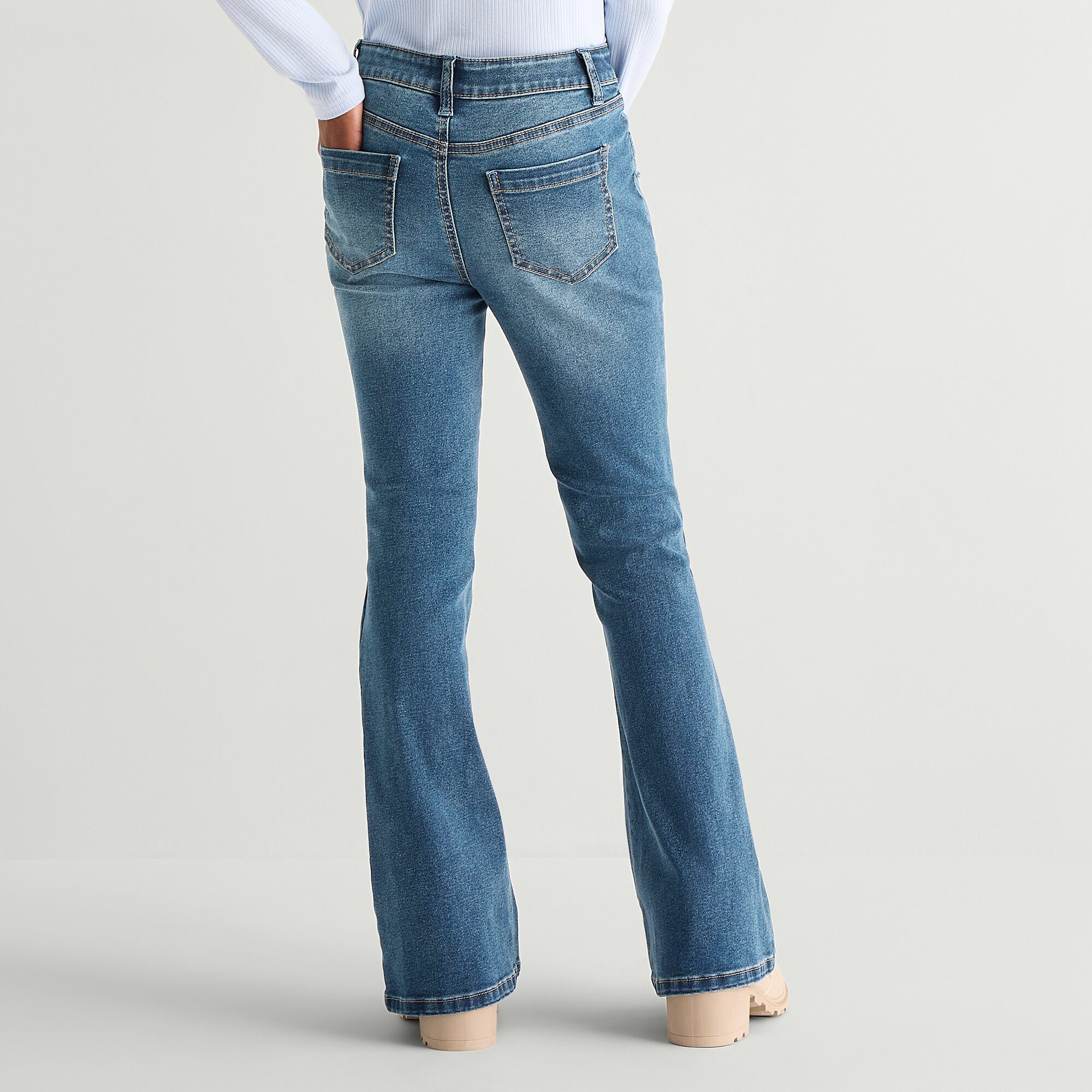 Vanilla Star Big Kid Girls Button Fly Mid Rise Flare Leg Jean
